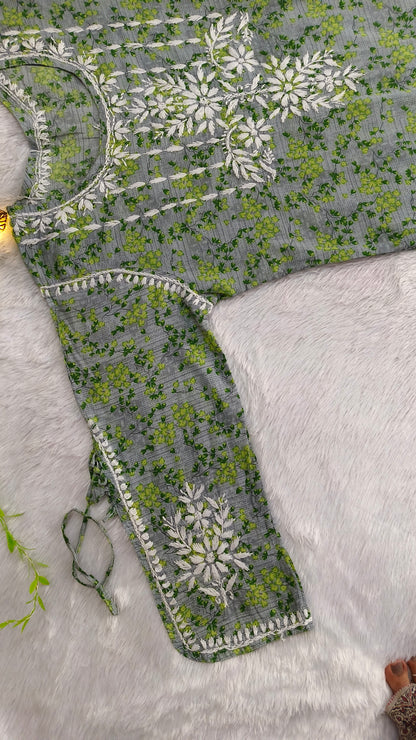 Mul Cotton Chikankari Kurta Palazzo set