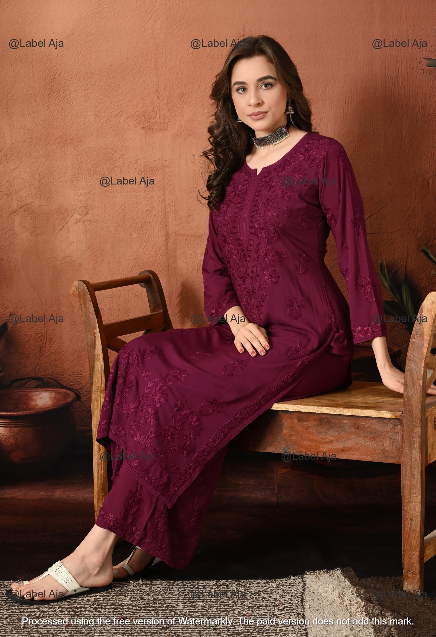 Gulnar Chikankari Modal kurti and palazzo set