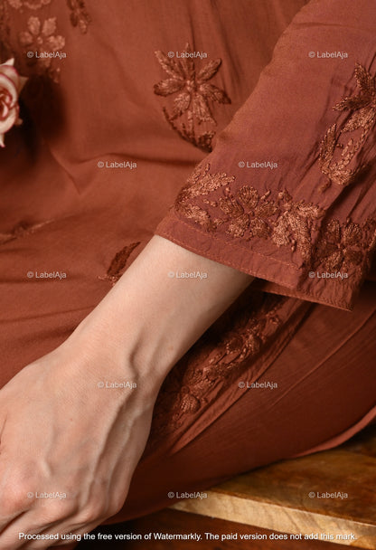 Gulnar Chikankari Modal kurti and palazzo set