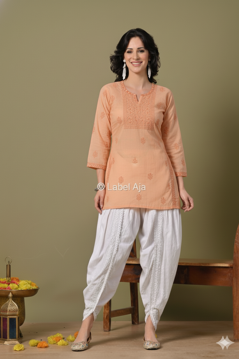 Inaya mul cotton chikankari short top