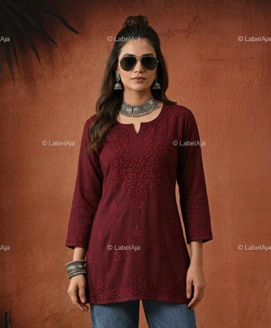 Mira short rayon chikankari kurti