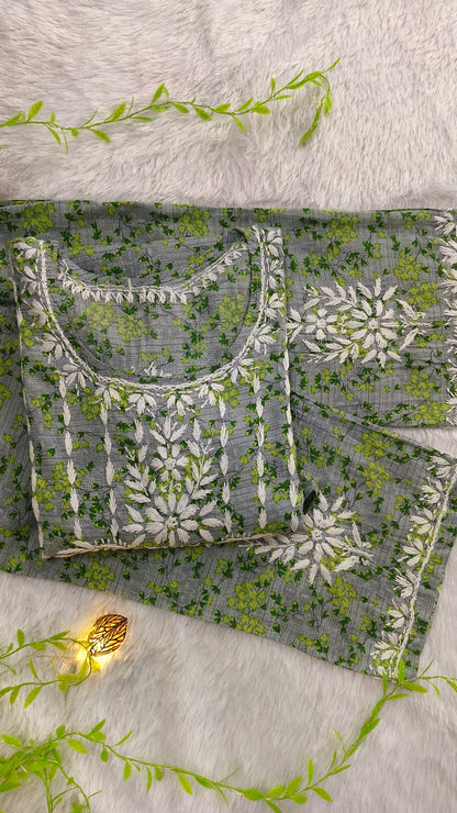 Mul Cotton Chikankari Kurta Palazzo set