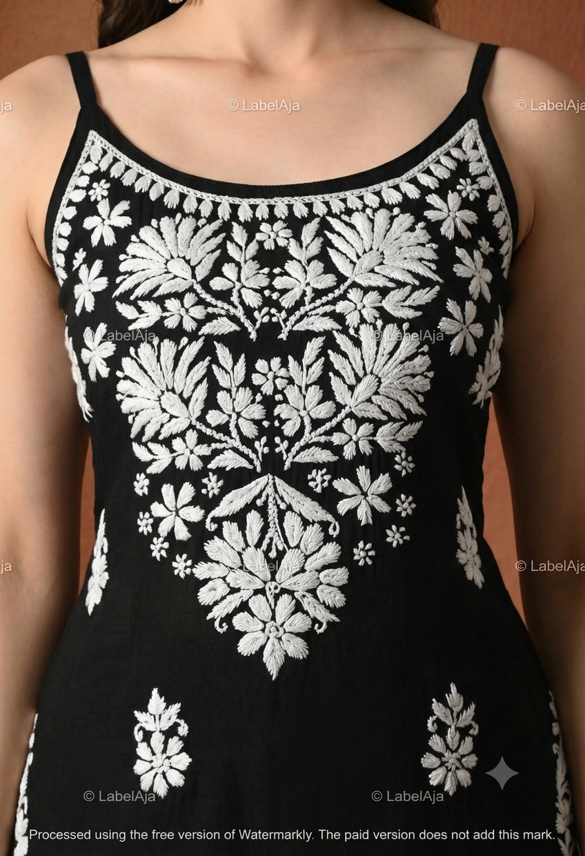 Rayon chikankari noodle strap short top