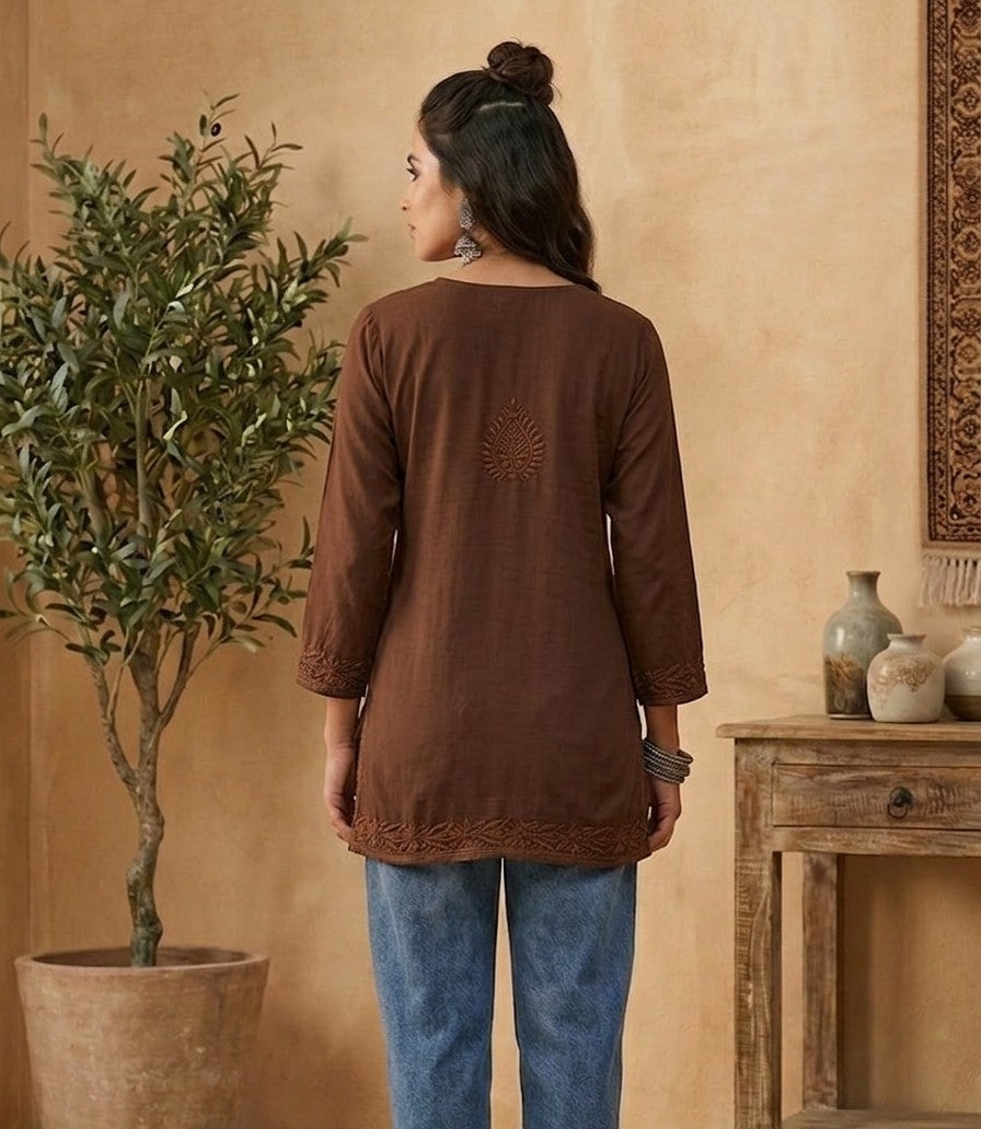 Mira short rayon chikankari kurti