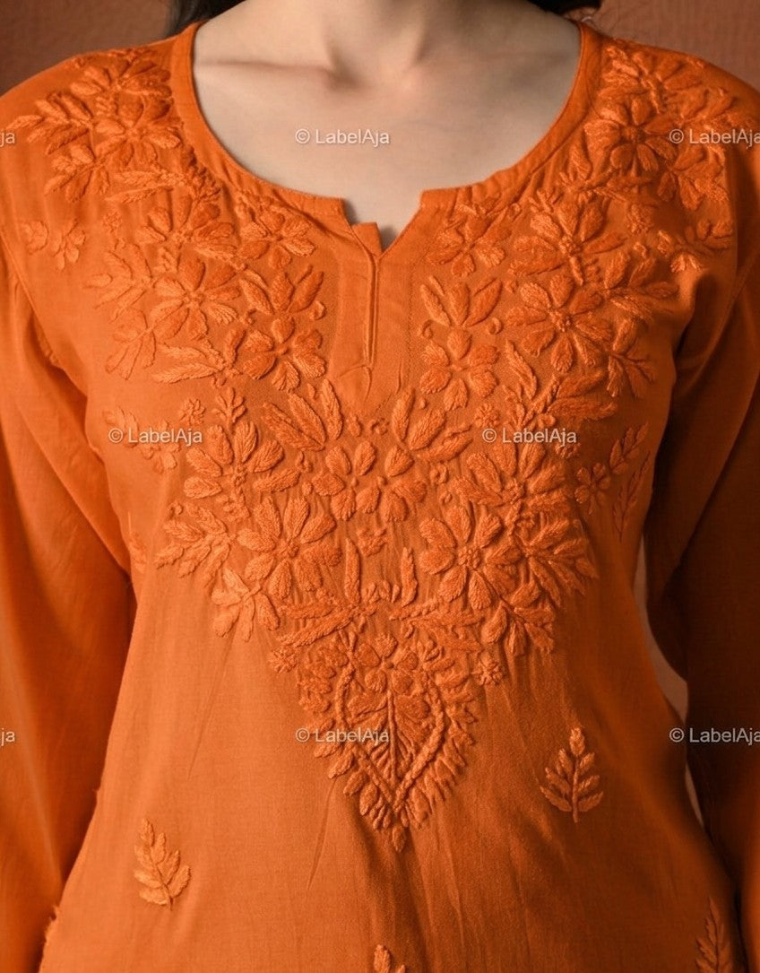 Mira short rayon chikankari kurti